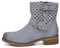 IF Fashion Stivali Stivaletti Biker Motociclista da Donna Traforato Con Fibbie Primaverili Estivi Pelle Sintetica Effetto Jeans GR-6656 LT-blu N.40