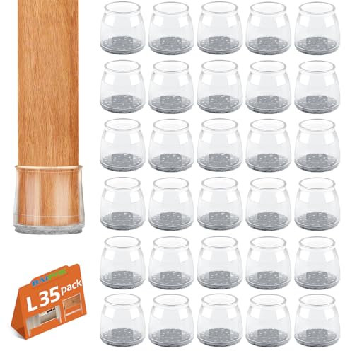 BAIPOK - 35 protezioni per gambe del pavimento della sedia in silicone per pavimenti duri, protezioni per piedi dei mobili con cuscinetti in feltro