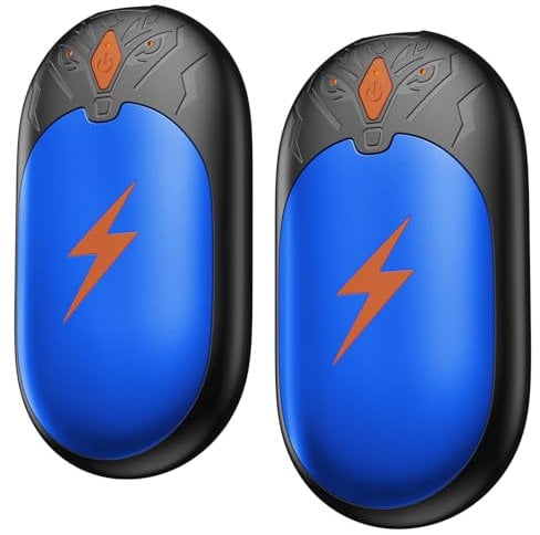 Hand Warmers Rechargeable 2 Pack, Ultrathin Electric Handwarmers Portable Pocket Heater, Reusable Hand Warmer 2 in 1, 3 Levels Heat, Up to 24 hrs, Double-Sided Heating USB Warmers for Winter Gift-Blue