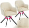 tectake® Esszimmerstuhl drehbar, Armlehnstuhl drehbar, ergonomischer Stuhl Samt, Stühle für Esszimmer, Möbel für Wohnzimmer, Arbeitszimmer, Esstisch, Schminktisch - 2er Set - Creme/schwarz