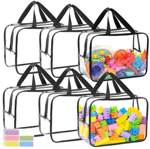 Große Aufbewahrungstaschen, Doppelreißverschlüsse und tragbares Handheld-Design, transparente, wasserdichte Organizer-Taschen mit Etiketten, Brettspiel-Aufbewahrung für Bausteine, Puzzle (X-Large)