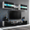 Xichuzi TV-Wohnwand-Set 5-TLG Wohnwand, Tv Kommode, Anbauwand Wohnzimmer, Fernsehwand, Möbel Wohnzimmer, Fernseher Schrank, Leuchten Hochglanz-Schwarz