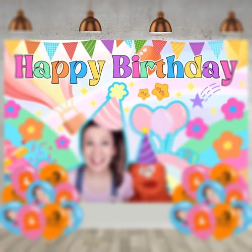 Rachel Girls Birthday Backdrop for Party, Cartoon Girls Happy Birthday Banner Shoot Photo Backgrounds Props for Fans Adults Party Photography Backdrop