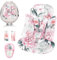 Pea Pod Infant Car Seat Insert with 3 Strap Covers, 3 in 1 Reversible Flower Baby Car Seat Head Support for Newborn, 3D Soft Minky Carseat Cushion for Preemie to Infant, Stroller, Swing, Bouncer