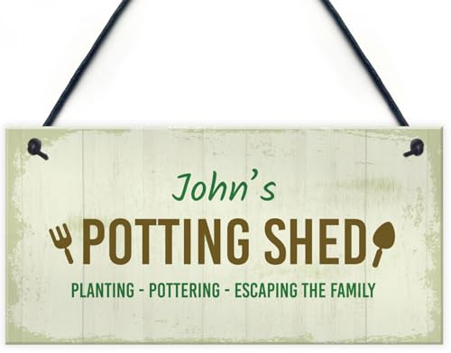 Signs Plaques Potting Shed Personalised Hanging Garden Sign For Allotment House Decor