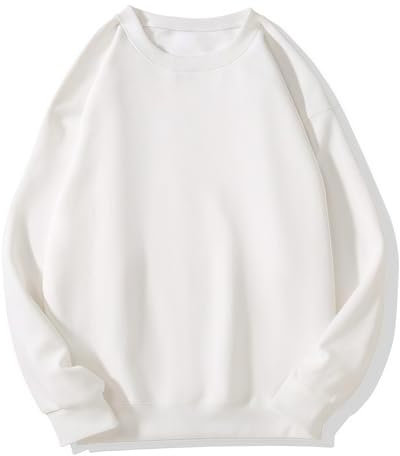 Generico 2024 Felpa Donna Senza Cappuccio Maglia Manica Lunga Magliette Casual da Donna Girocollo Maniche, Taglia Unica, Bianco