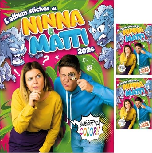 Album Sticker figurine Ninna e Matti Emergenza colori con 12 figurine - Nuova collezione + portachiave pailettes