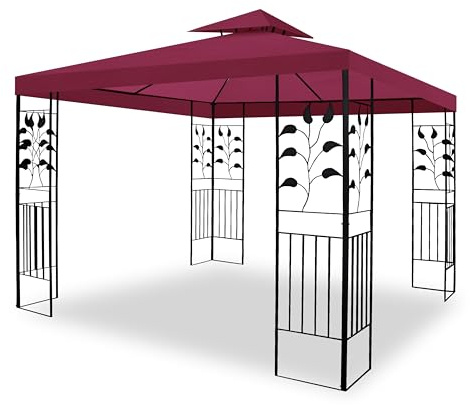 Habeig Pavillon Valencia, 3x3m, Wasserdichtes Festzelt, Pulverbeschichtetes Metallgestell, PVC-Beschichtung (09-16 Bordeaux)