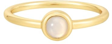 GLANZSTÜCKE MÜNCHEN Damen Ring aus 925/- Sterling Silber gelbvergoldet 14 Karat mit Mondstein (synth.) weiß Edelsteinring