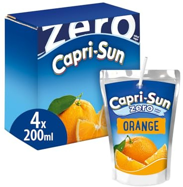 Capri-Sun Zero Orange Kids Juice Drink Multipack, 4x200ml | No added sugar; tangy citrus blend; made with real fruit juice; no artificial ingredients