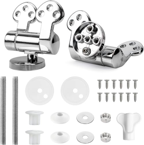 Fanmitrk Toilet Seat Hinge-Zinc Alloy Soft Close Toilet Seat Fittings,Replacement Hinge with Fittings and Repair Parts, for Most Wooden Seat (XHJHJ02)