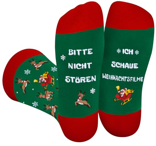 AGRIMONY Lustige Weihnachtssocken Herren Damen Papa Jungen - Bunte Witzige Muster Socken Mit Motiv Funny Socks - Weihnachtsgeschenke Weihnachten Socken Geschenke
