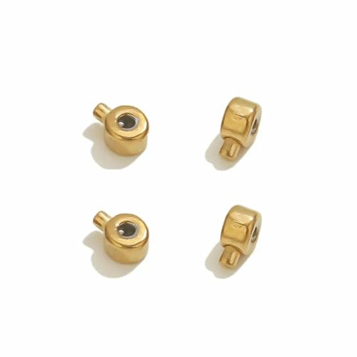10 Stück Edelstahl DIY Hammerpresse PVD vergoldet Rohrstopper Abstandshalter Perle Crimp Endperlen für Schmuckherstellung Zubehör-B-Plane Gold