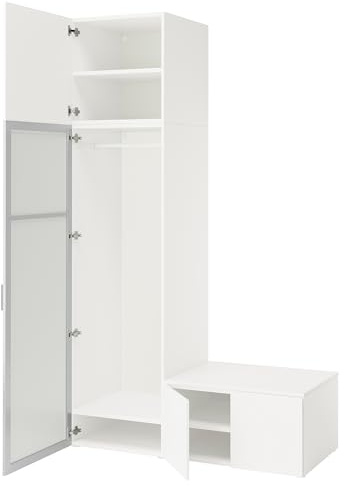 ProTuning PLATSA Wardrobe with 4 doors, white STRAUMEN mirror glass/FONNES white, 140x57x241 cm