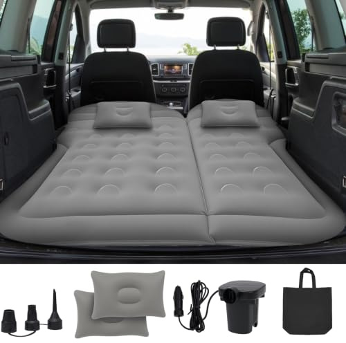 SUV Auto Matratze Luftmatratze Aufblasbare Luftbett mit Pumpe & 2 Kissen | Schnelles Aufblasen, Faltbar, für die Rückbank von Autos und LKWs, Automatratze für Camping Reise Outdoor Komfort