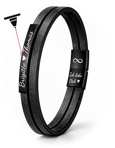 UNIQAL | Lederarmband Herren PLATE Mens Bracelet | Edelstahl, Echtleder | Etui Box Gratis