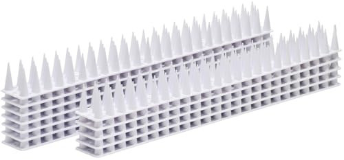 Ideoon 12er Set Taubenspikes Weiss 5,4m - Effektive Vogelabwehr aus Polycarbonat - 3-reihige Abwehrspikes gegen Tauben, Möwen, Marder, Katzen & Eichhörnchen