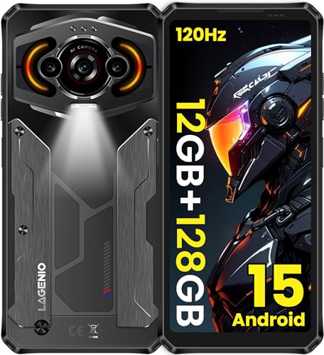 LAGENIO Panther 1 Outdoor Smartphone Android 15, 12 GB + 128 GB/1 TB, 6,7 pulgadas HD+ 120 Hz