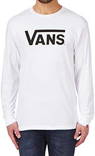 Vans_Apparel Men's Classic Ls Regular Fit Crew Neck Long Sleeve T - Shirt, White (White/Black), Medium