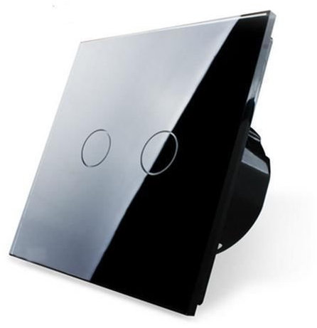 Livolo - Interruttore luce touch, in vetro, doppio on/off, colore: nero
