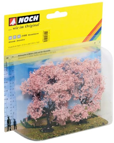 NOCH Mandelbäume, ideal für mediterrane Modelllandschaften, 2 Stück, 8 und 9 cm hoch, für Spurweiten H0, TT, N