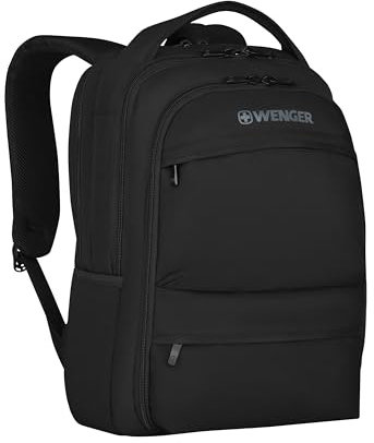 WENGER Fuse Laptop-Rucksack mit Tabletfach bis 10 Zoll, Notebook bis 15,6 Zoll, Organizer, 16 l, Damen Herren, Business Uni Schule Reisen, Schwarz, 600630