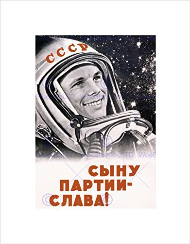 Wee Blue Coo PROPAGANDA SOVIET USSR GAGARIN COSMONAUT COMMUNISM FRAMED ART PRINT B12X4607