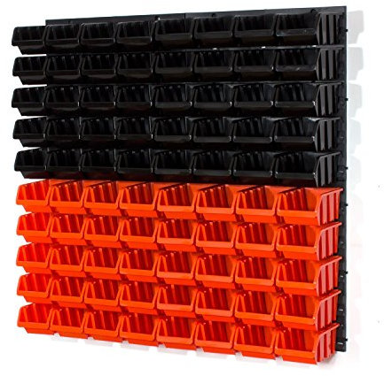 Set of 80 black/orange S size IN-Box storage bins louvre