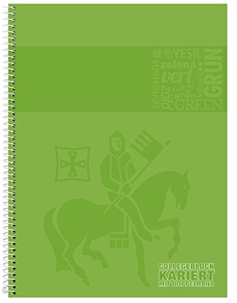 Staufen 4006050049743 Collegeblock, Premium, A4, 5er Pack, 80Bl, Lin28, 90 g, kariert Doppelrand, grün