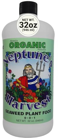 Neptune’s Harvest Seaweed Plant Food (0-0-1) - Multi-Purpose Seaweed Organic Liquid Fertilizer - Indoor & Outdoor Plant Fertilizer for Lawns, Gardens, Vegetables, & Flowers (Quart)