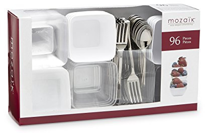 Mozaik Premium Plastic Mini Appetiser & Dessert Tasting Set, 96 Pieces