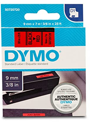 DYMO D1 Standard - Black on Red - 9mm