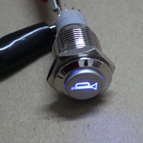 12 V 16 mm Blau Momentary Push Button Metall Schalter Auto/Boot Lautsprecher Glocken Horn