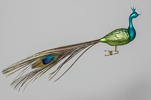 Christbaumschmuck Pfau grün/blau Weihnachtsbaumschmuck Glas - Vogel mundgeblasen Lauscha