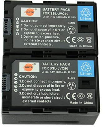 DSTE 2-Pack SSL-JVC50 Spare Battery Compatible for JVC SSL-JVC50 HM600 HM650 GY-LS300 SLR Camera