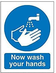 Seco Now Wash Your Hands Sign, 150mm x 200mm - Self Adhesive Vinyl