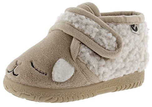 victoria Zapatillas de casa Unisex Ojalá Pelo Animalitos & Tira Adherente & Suela Al Tono 105119 para Niños Beige 24