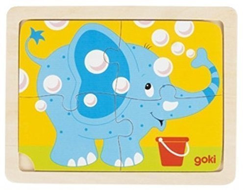 Goki Einlegepuzzle Elefant Holz, nur 4 Teile
