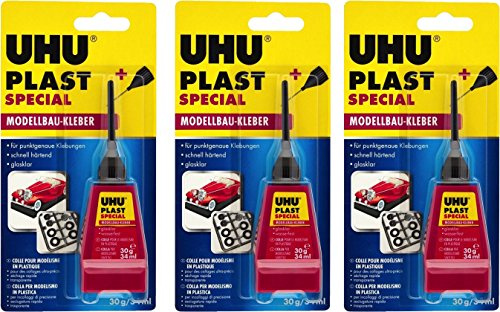 UHU 45885 Modellbaukleber, Plast Spezial, 30 g mit Feindosierspitze (3x Plast Spezial 30 g)