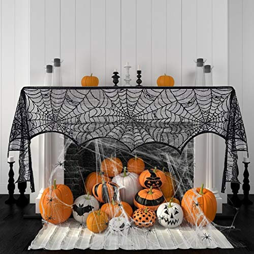 KATOOM Spinnennetz Halloween Spinnweben Deko mit 30 Spinnen 1 Spinnennetz Kamin Decke Halloweendeko für Tür Karneval Halloween Party Grusel Deko