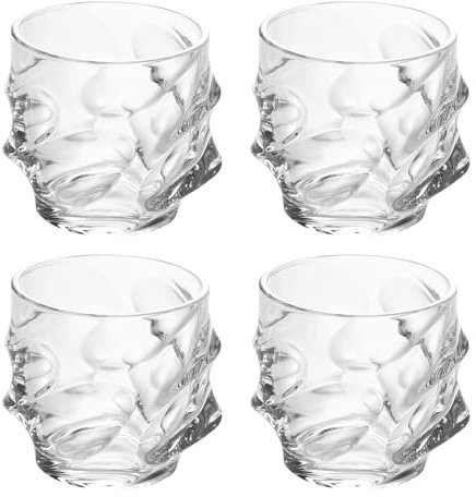 Intirilife 4X Verres à Whisky en Cristal Clair 'Sculptured' -360 ML- Old Fashioned Verre à Whisky en Cristal sans Plomb- résistant au Lave-Vaisselle Verre à Whisky pour Cocktail Scotch gin Rhum Eau
