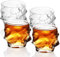 Intirilife 4x Whisky Gläser Set in KRISTALL KLAR 'SCULPTURED' -360 ml- Old Fashioned Whiskey Kristallglas Bleifrei im Sculpture Design spülmaschinenfest Whiskey Glas für Cocktail Scotch Gin Rum Wasser