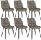 WOLTU Esszimmerstühle 6er Set Küchenstuhl Polsterstuhl Wohnzimmerstuhl Sessel mit Rückenlehne, Sitzfläche aus Kunstleder, Metallbeine, Antiklederoptik, Dunkelgrau BH207dgr-6