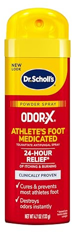 Dr. Scholl's ODOR-X ATHLETE'S FOOT MEDICATED POWDER SPRAY, 4.7 oz // 24-Hour Relief of Itching & Burning, Clinically Proven, Cures & Prevents Most Athlete's Foot, Destroys Odors Instantly