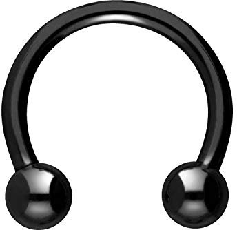 PIERCINGLINE Titan Hufeisenring Piercing Ring Ohr Nase Septum Lippe Intim Schwarz 1,6 x 12 mm