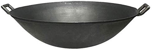 Wok in ghisa Wok basso e concavo Naturalmente antiaderente per uso domestico Pentole a gas per uso domestico Wok con fondo tondo e doppio orecchio addensato-38cm