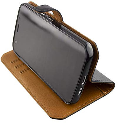 caseroxx Bookstyle Handytasche für Cat S52 in schwarz – Klapphülle mit Kreditkartenfächern, Magnetverschluss, Standfunktion & Rundumschutz für Display und Gehäuse