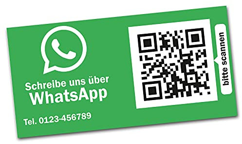 Social Media Aufkleber mit QR Code Link für Firmen Unternehmen Marken Sticker personalisiert für Auto Bus Schaufenster Theke Marketing Werbung (07 WhatsApp, Eckig)