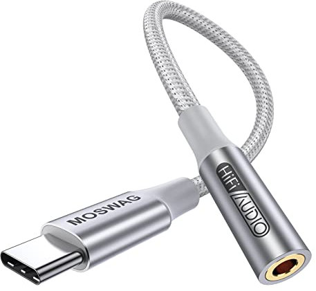 MOSWAG USB C auf 3,5mm Kopfhöreranschluss Adapter, USB C auf Aux Audio Dongle Kabel Kompatibel mit Pixel 4 3 2 XL, Samsung Galaxy S21 S20 Ultra S20 + Note 20 10 S10 S9 Plus iPad Pro