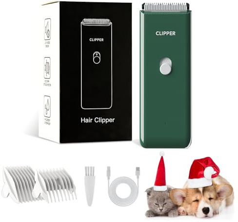 Founouly Professional Household Waterproof Low Noise Pet Hair Clippers Electric USB Rechargeable Painless Grooming Tools Hair Grooming Trimmer for Small Medium Dog Cat AP005 Green